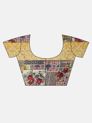 floral printed saree with blouse - 17460041 - Standard Image - 3