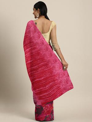 floral printed saree with blouse - 17460043 - Standard Image - 2