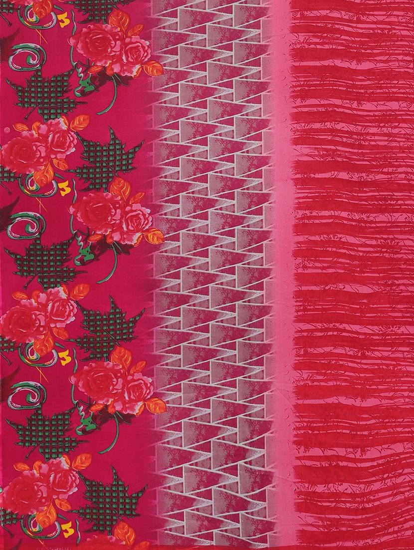 floral printed saree with blouse - 17460043 - Zoom Image - 4