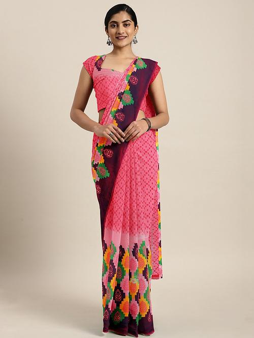 geometrical printed saree with blouse - 17460070 - Standard Image - 1