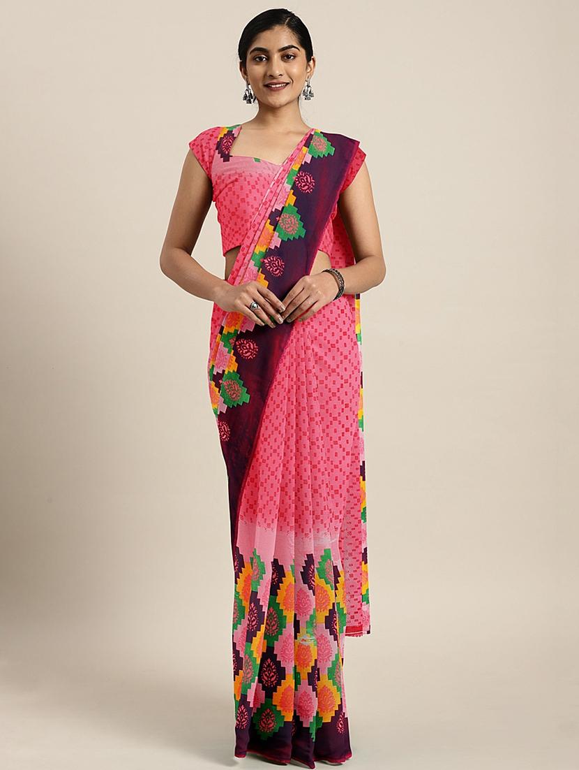 geometrical printed saree with blouse - 17460070 - Zoom Image - 1