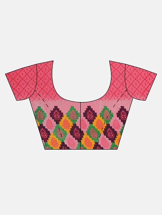geometrical printed saree with blouse - 17460070 - Zoom Image - 3