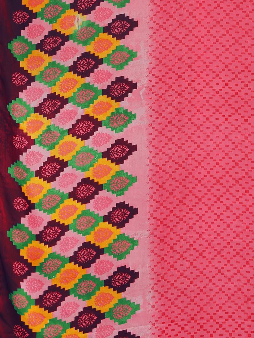 geometrical printed saree with blouse - 17460070 - Zoom Image - 5
