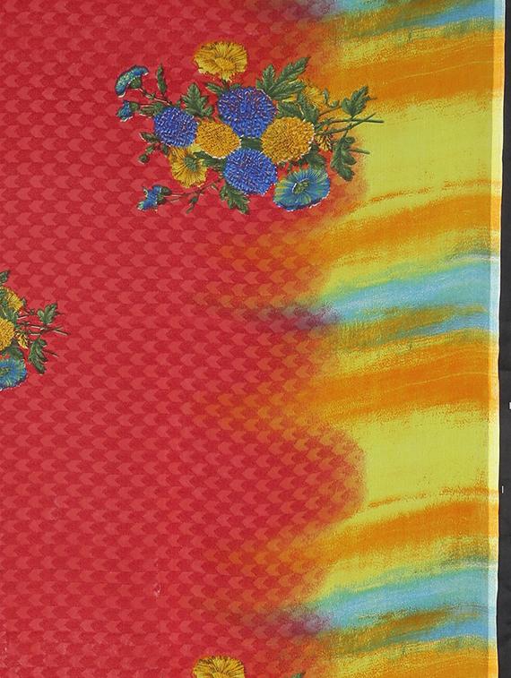 red georgette printed saree with blouse - 17460089 - Zoom Image - 5