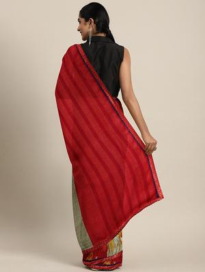 abstract printed saree with blouse - 17460096 - Standard Image - 2