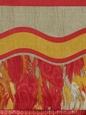 abstract printed saree with blouse - 17460096 - Standard Image - 6