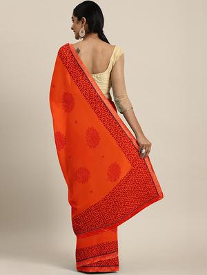floral printed saree with blouse - 17460098 - Standard Image - 2