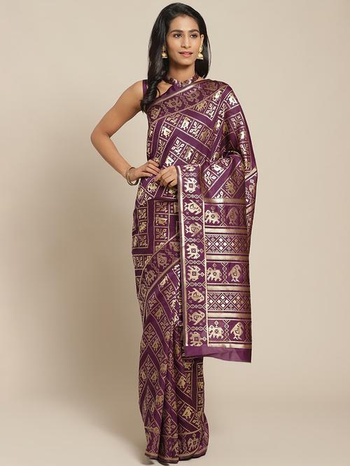 self design woven saree with blouse - 17460143 - Standard Image - 1
