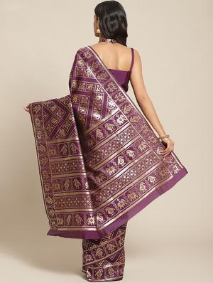 self design woven saree with blouse - 17460143 - Standard Image - 2
