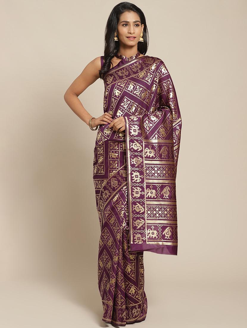 self design woven saree with blouse - 17460143 - Zoom Image - 1