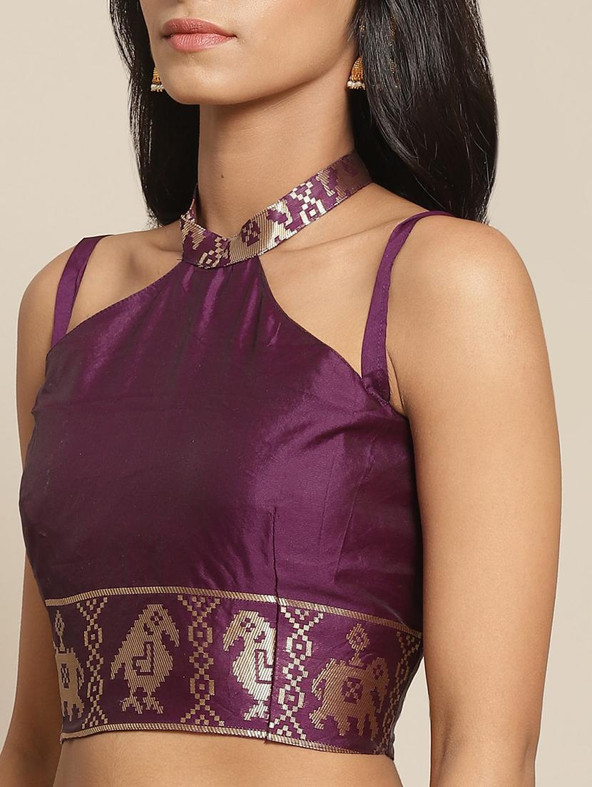 self design woven saree with blouse - 17460143 - Zoom Image - 3