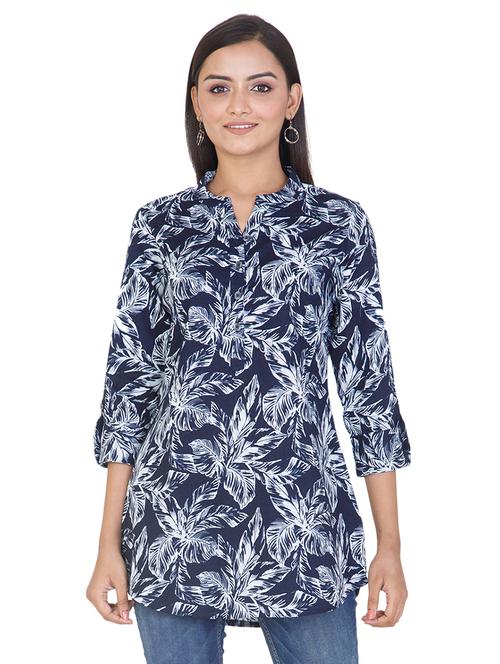 notch neck tropical tunic - 17460901 - Standard Image - 1