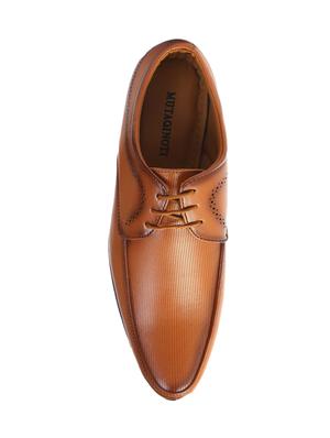 brown synthetic & mesh laceup derbies - 17461183 - Standard Image - 3
