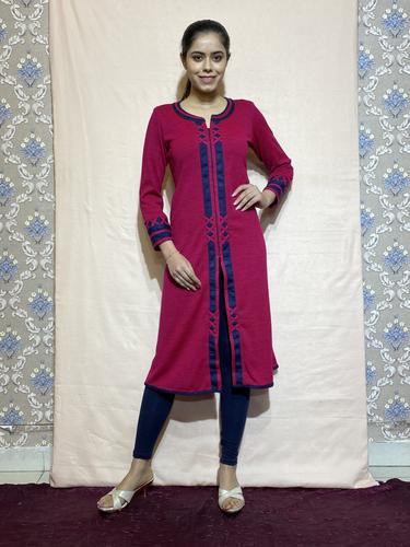patch work woolen kurta - 17461218 - Standard Image - 1