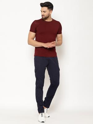 navy blue solid cargos - 17461233 - Standard Image - 4