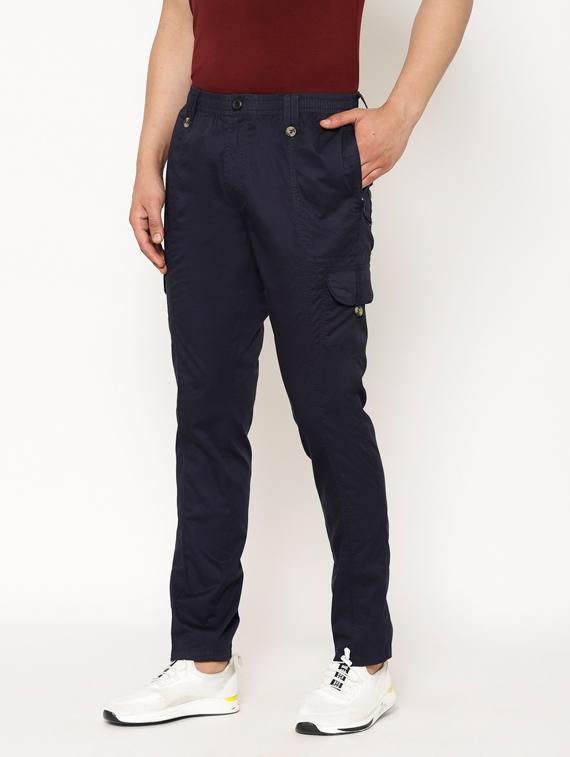 navy blue solid cargos - 17461233 - Zoom Image - 2