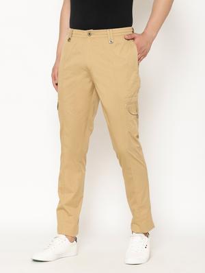 beige solid cargos - 17461234 - Standard Image - 2