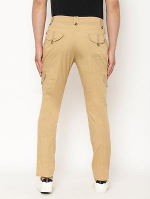 beige solid cargos - 17461234 - Standard Image - 3
