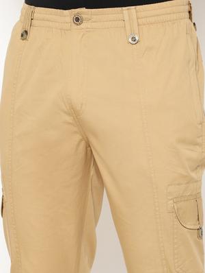 beige solid cargos - 17461234 - Standard Image - 5