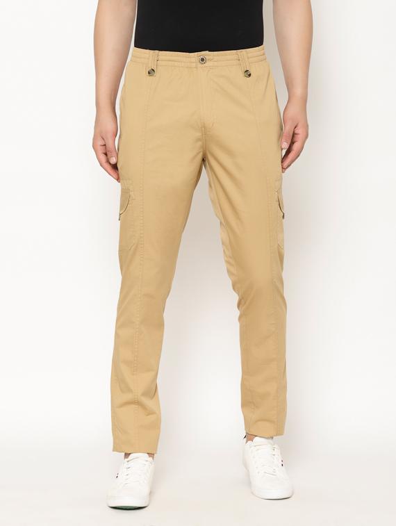 beige solid cargos - 17461234 - Zoom Image - 1