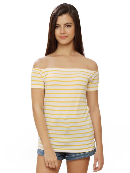 off shoulder striped tee - 17461376 - Standard Image - 1