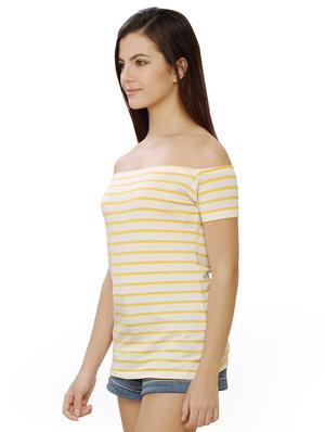 off shoulder striped tee - 17461376 - Standard Image - 2