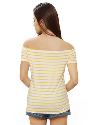 off shoulder striped tee - 17461376 - Standard Image - 3