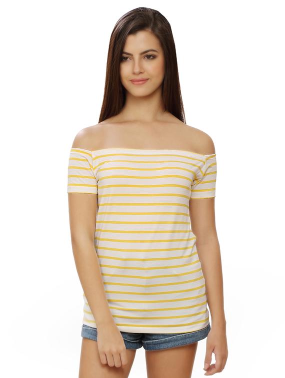 off shoulder striped tee - 17461376 - Zoom Image - 1