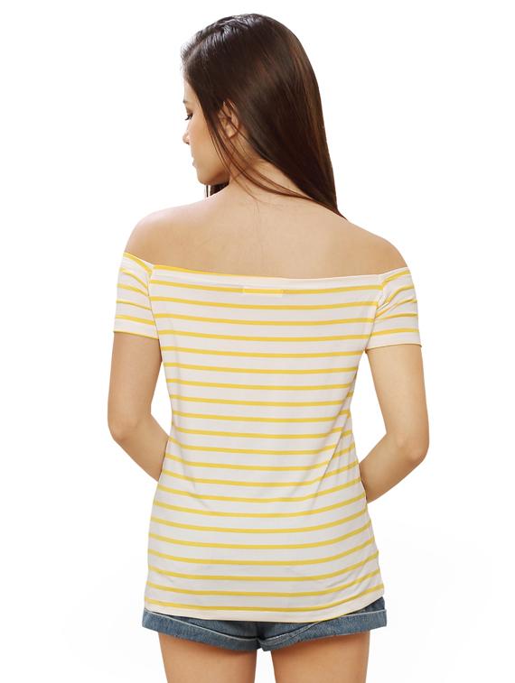 off shoulder striped tee - 17461376 - Zoom Image - 3