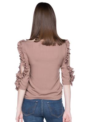 ruffled sleeves solid top - 17461483 - Standard Image - 2