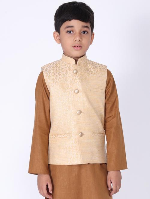 white silk blend nehru jacket - 17461767 - Standard Image - 1