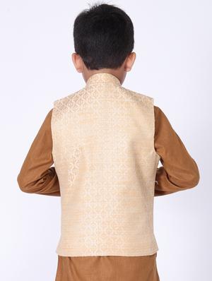 white silk blend nehru jacket - 17461767 - Standard Image - 3