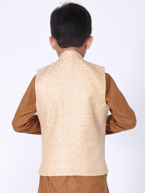 white silk blend nehru jacket - 17461767 - Zoom Image - 3