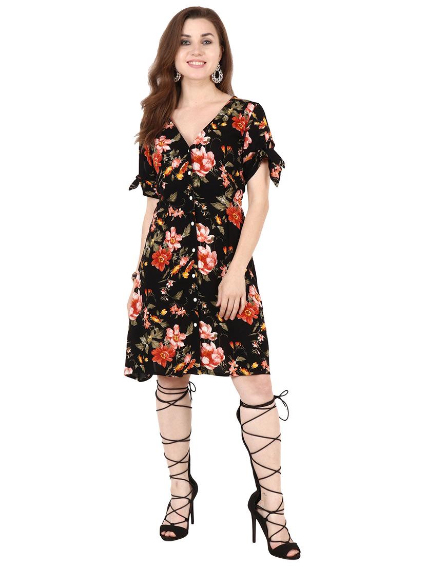 button up floral a-line dress - 17461783 - Zoom Image - 1