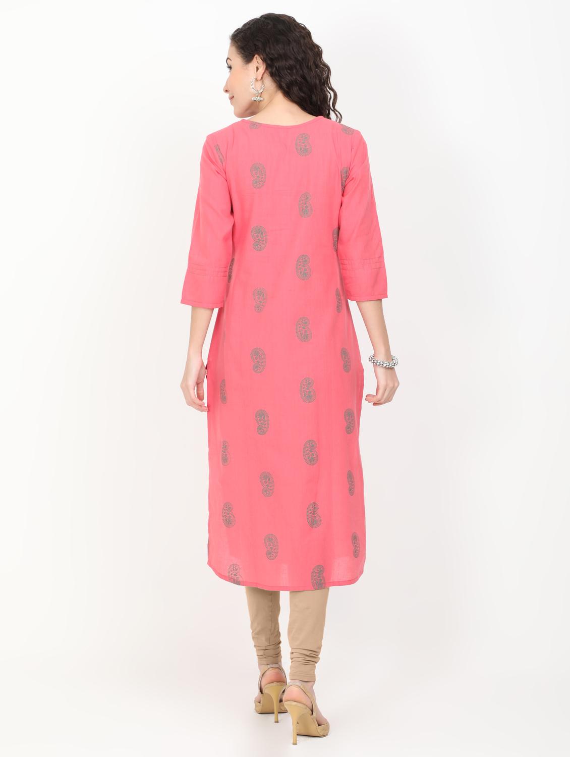 paisley straight kurta - 17461785 - Zoom Image - 3