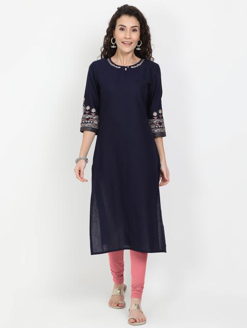 embroidered straight kurta - 17461788 - Very Small Image - 1