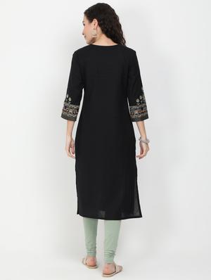 embroidered straight kurta - 17461789 - Standard Image - 3