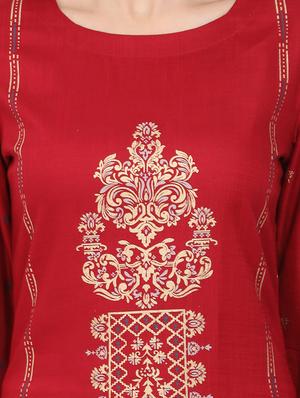 maroon rayon straight kurta - 17461790 - Standard Image - 4