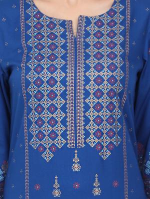 blue rayon straight kurta - 17461794 - Standard Image - 4