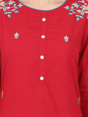 maroon rayon straight kurta - 17461800 - Standard Image - 4