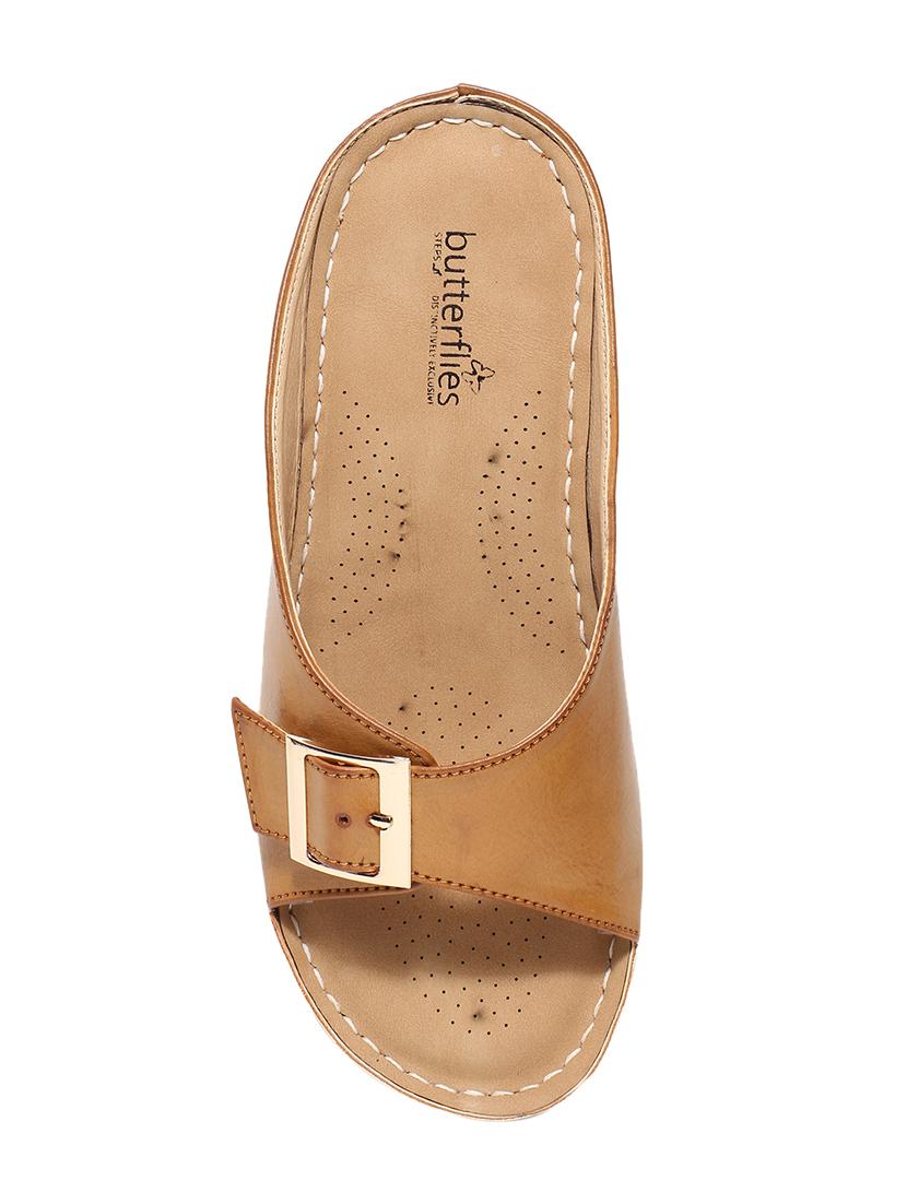 beige pu slip on sandals - 17461892 - Zoom Image - 4