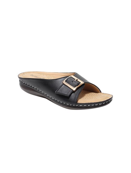 black pu slip on sandals - 17461893 - Standard Image - 1