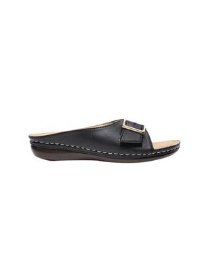 black pu slip on sandals - 17461893 - Standard Image - 2