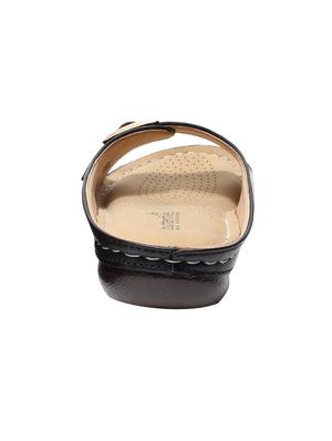 black pu slip on sandals - 17461893 - Standard Image - 3