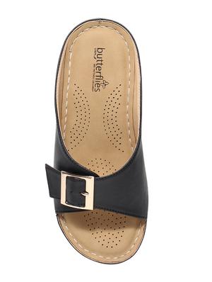 black pu slip on sandals - 17461893 - Standard Image - 4