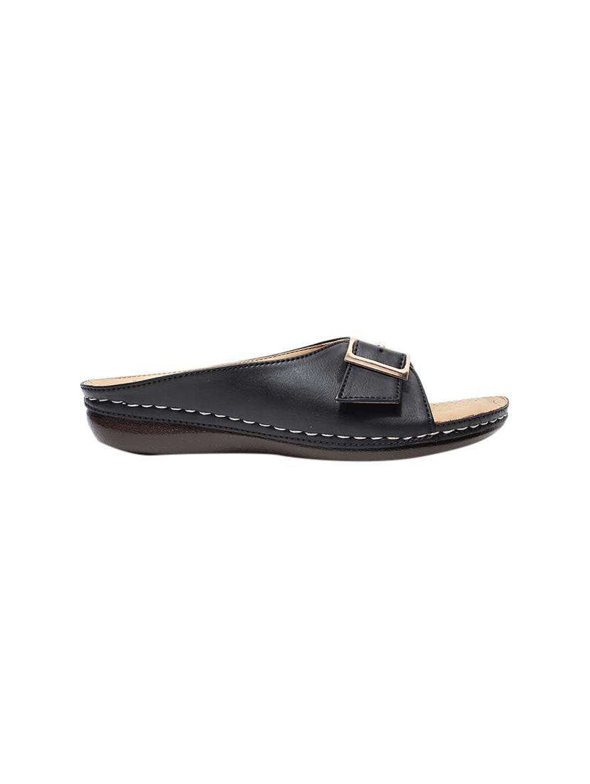 black pu slip on sandals - 17461893 - Zoom Image - 2