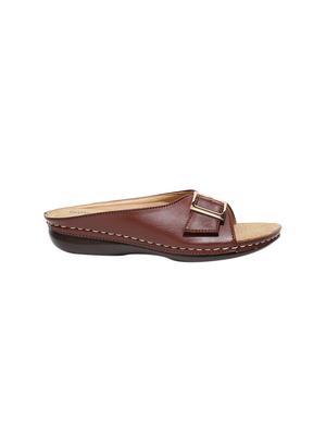 brown pu slip on sandals - 17461894 - Standard Image - 2