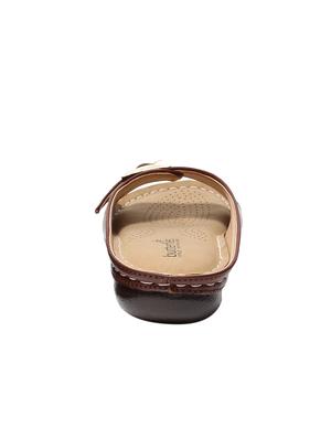 brown pu slip on sandals - 17461894 - Standard Image - 3