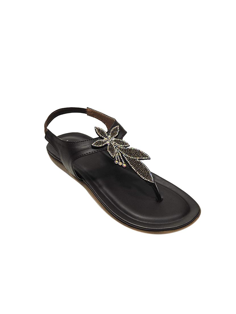 brown pu slip on sandals - 17461903 - Zoom Image - 1