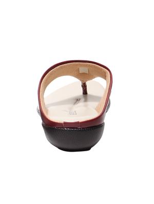 maroon pu slip on sandals - 17461919 - Standard Image - 3